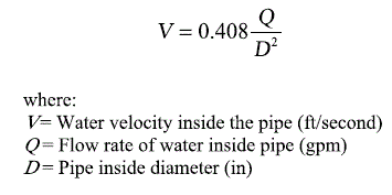 pipe velocity water calculator diameter suction pump minimum formula decide inline reference washington university state