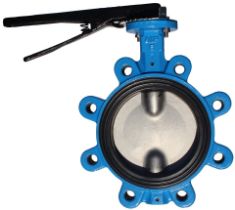 Butterfly valve with lugged body and lever handle